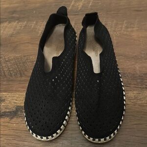 Ilse Jacobsen Black Espadrille Shoes with Textured Fabric